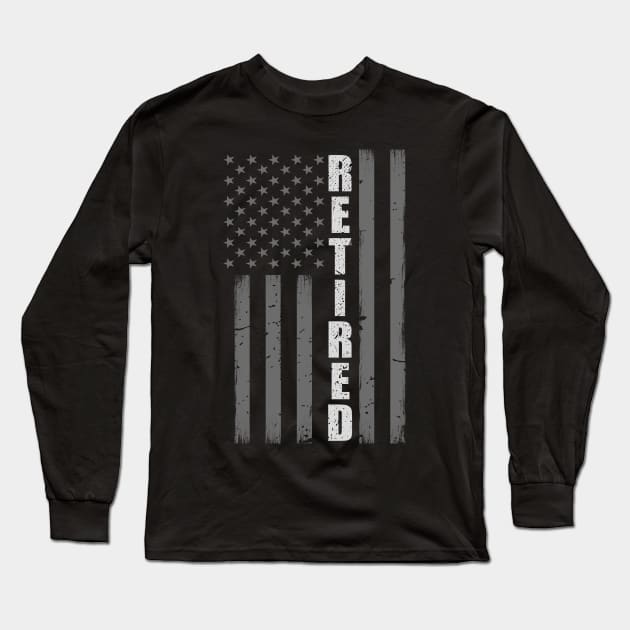 Retired Corrections Officer Gift - Thin Silver Line Flag Long Sleeve T-Shirt by bluelinemotivation